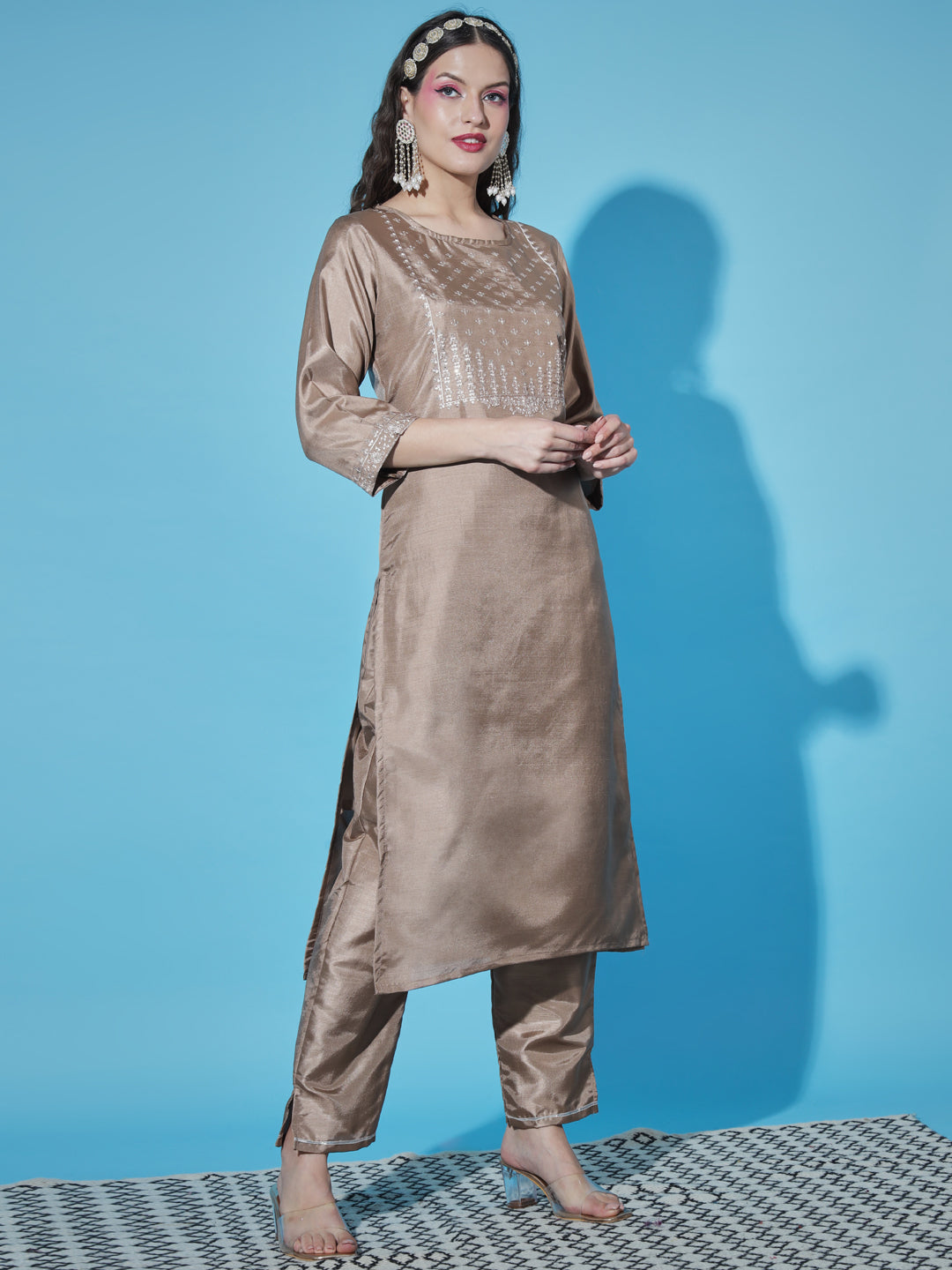 Buy Anni Designer Women's Cotton Blend Blue Floral Printed Kurta with  Trouser & Dupatta Online at Best Prices in India - JioMart.